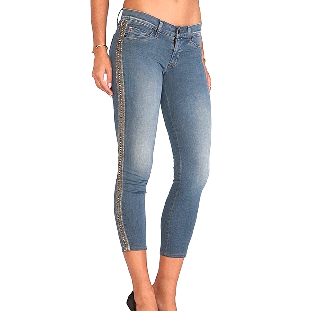 Hudson Luna Super Skinny Crop Bead & Spike Accents